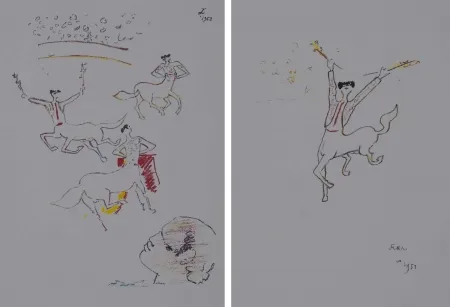 Lithograph Cocteau - Centauros taurinos