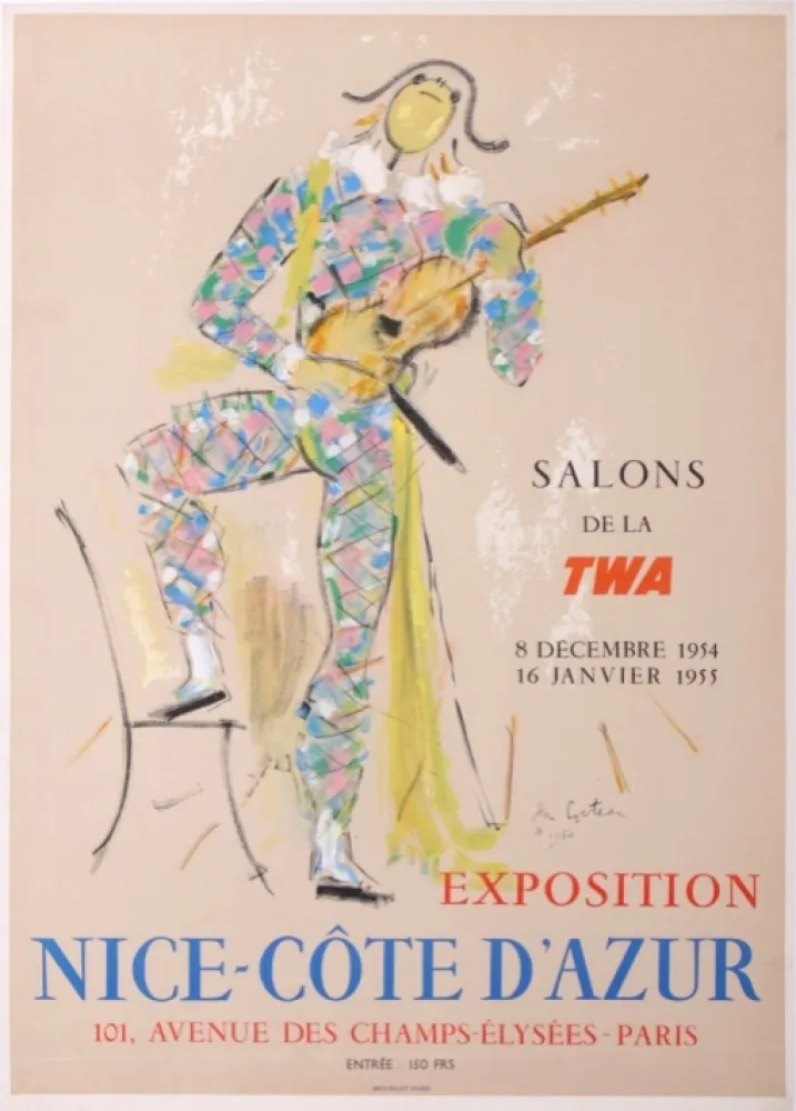Lithograph Cocteau - Exposition Nice - Côte d'Azur Salons de la TWA, 