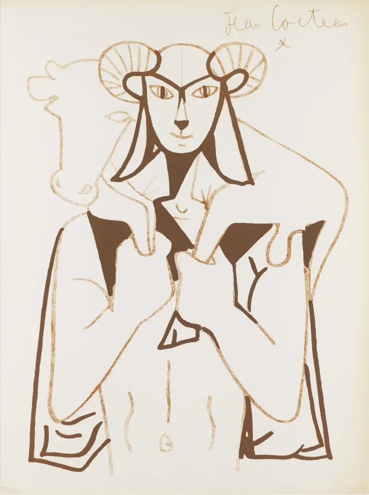 Lithograph Cocteau - Faune berger 