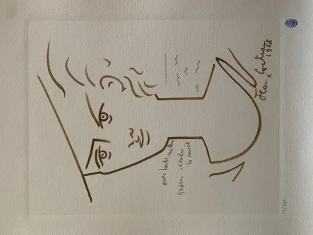 Lithograph Cocteau - Femme au chapeau