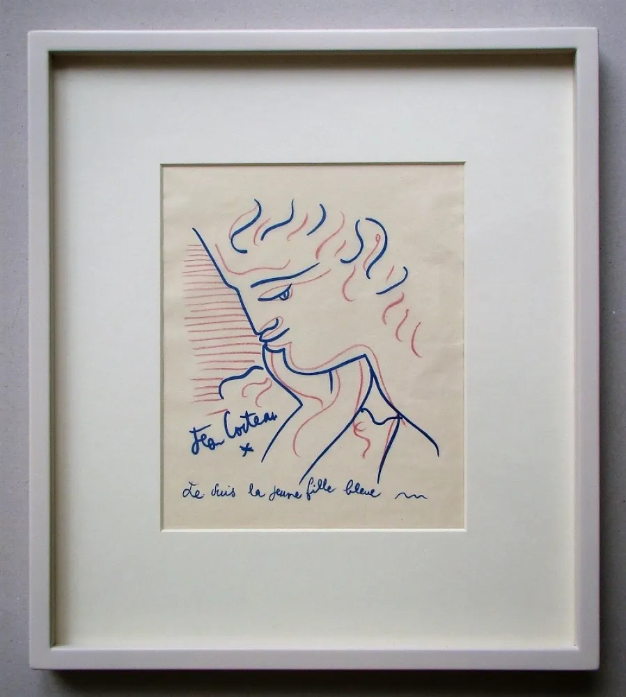 Lithograph Cocteau - Je suis la jeune fille bleue