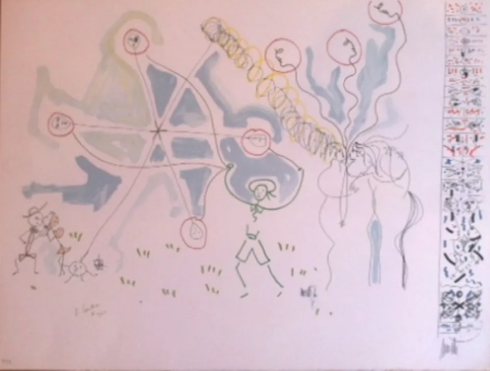 Lithograph Cocteau - L'enfance