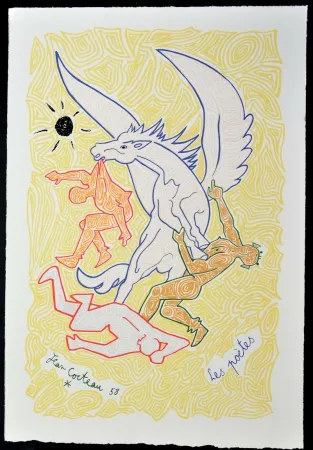 Lithograph Cocteau - Les Poètes