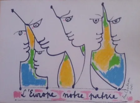 Lithograph Cocteau - L'Europe