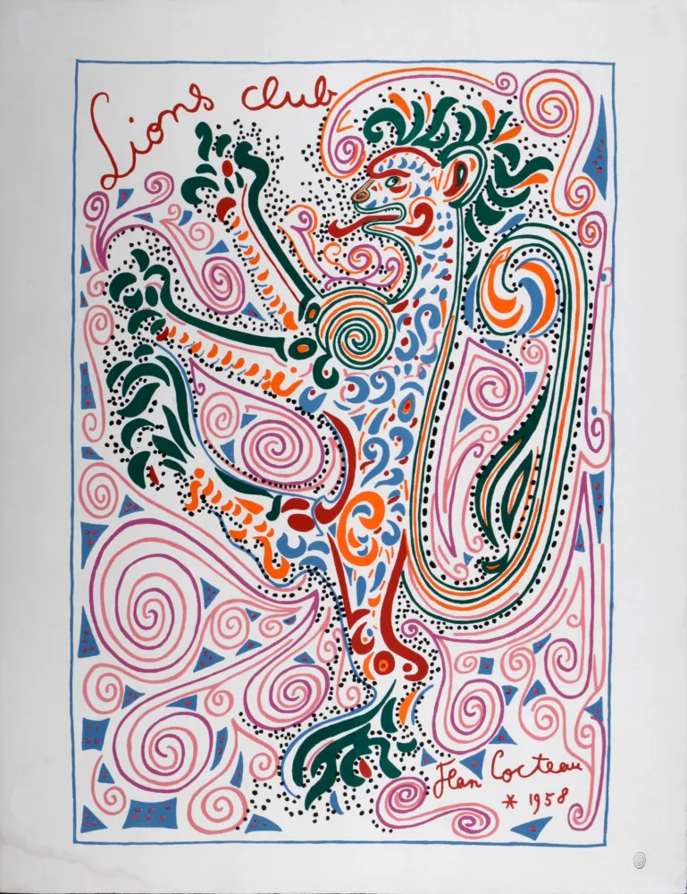 Lithograph Cocteau - Lions Club, 1958