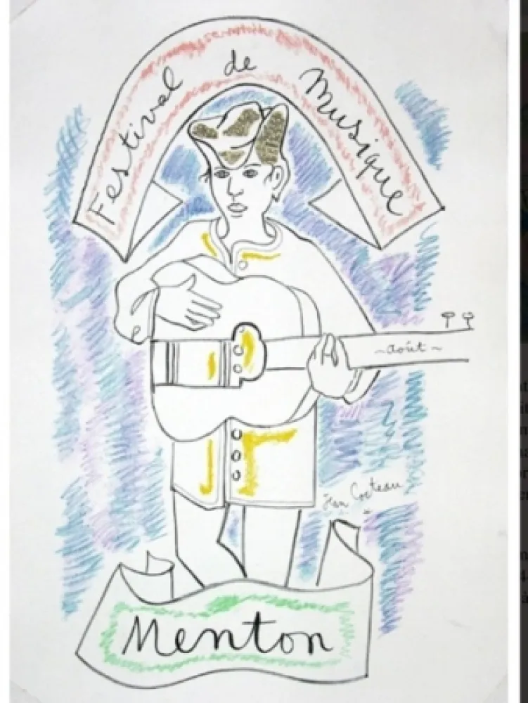 Lithograph Cocteau - MENTON FESTIVAL DE MUSIQUE