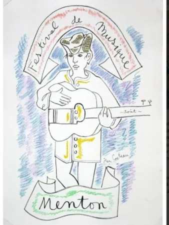 Lithograph Cocteau - MENTON FESTIVAL DE MUSIQUE