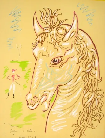 Lithograph Cocteau - Noel 1953