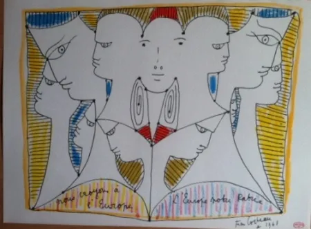 Lithograph Cocteau - Nous croyons en L'Europe