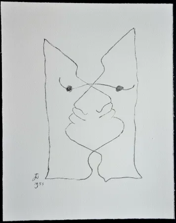 Lithograph Cocteau - Sous le manteau de feu