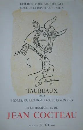 Lithograph Cocteau - Taureaux