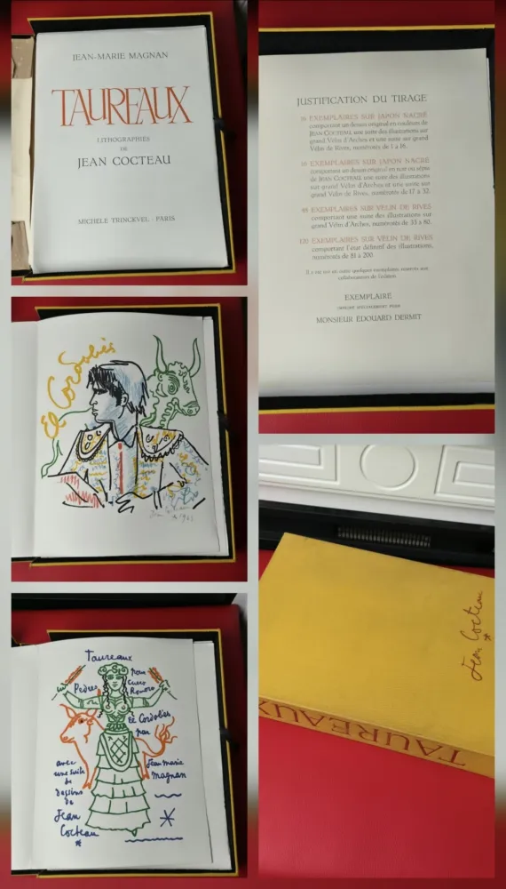 Lithograph Cocteau - Taureaux-Collaboration Copy for Édouard Dermit 