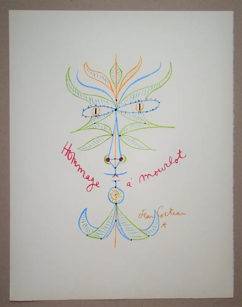 Lithograph Cocteau - Tête de Faune - Hommage à Mourlot