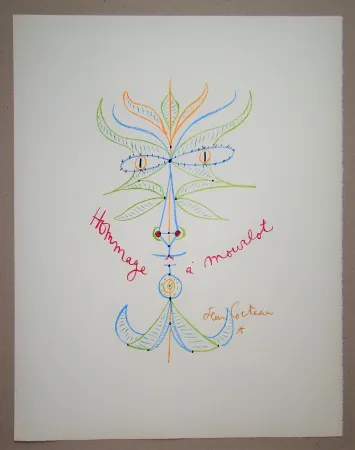 Lithograph Cocteau - Tête de Faune - Hommage à Mourlot