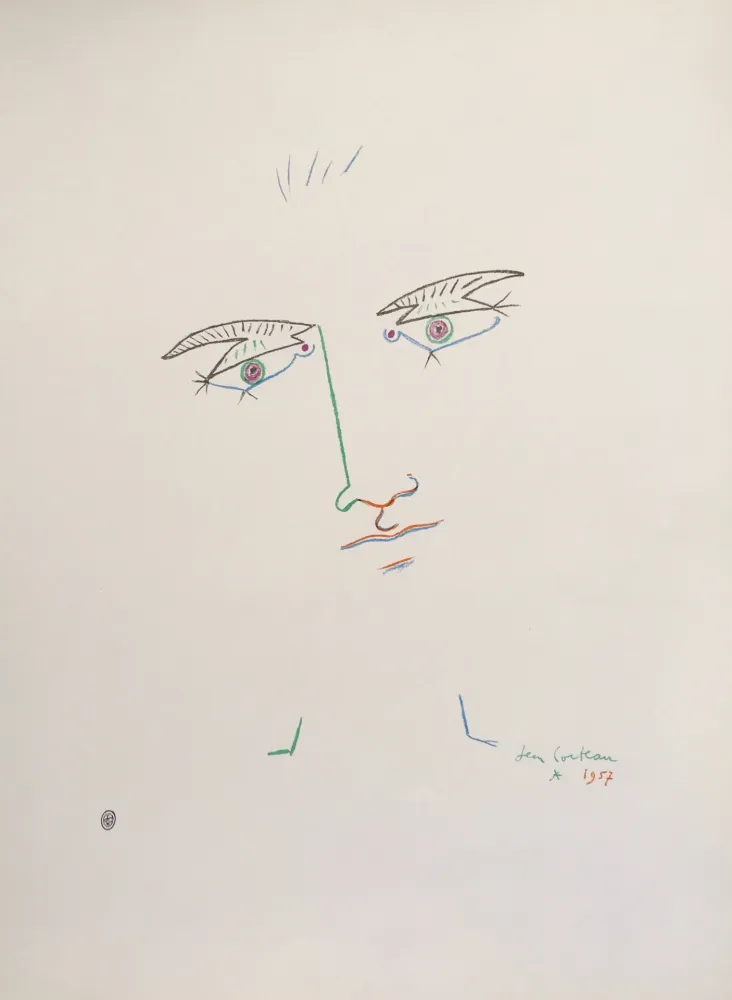 Lithograph Cocteau - Visage