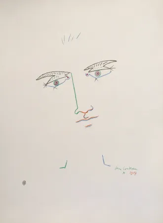Lithograph Cocteau - Visage