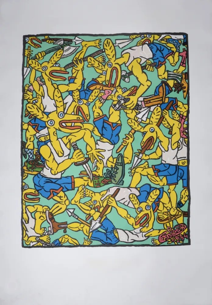 Lithograph Combas - Les Lapins jaunes, 1984