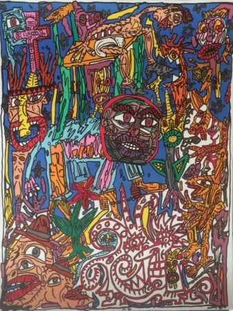 Lithograph Combas - L'homme animal