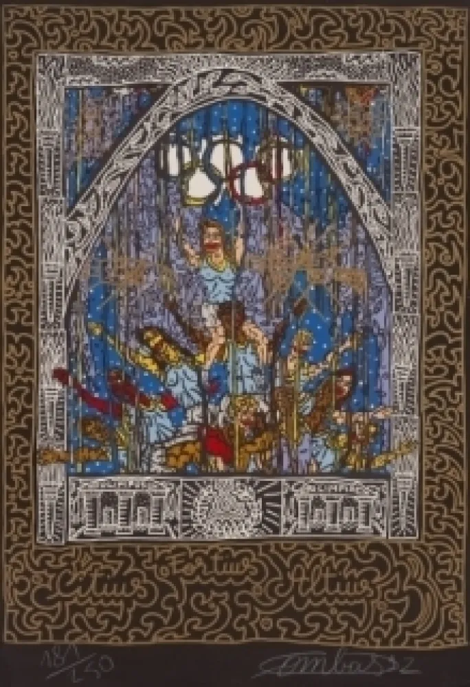 Lithograph Combas - Olympique 92