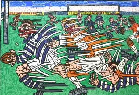 Lithograph Combas - Rugby