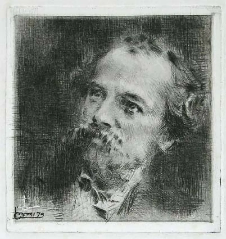 Etching Conconi - RITRATTO DI TRANQUILLO CREMONA (Portrait of Tranquillo Cremona) 
