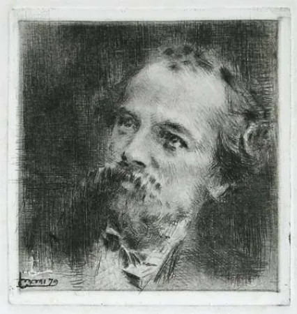 Etching Conconi - RITRATTO DI TRANQUILLO CREMONA (Portrait of Tranquillo Cremona) 