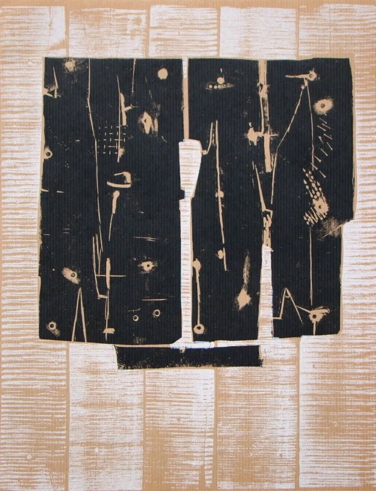 Woodcut Consagra - Composition abstrait