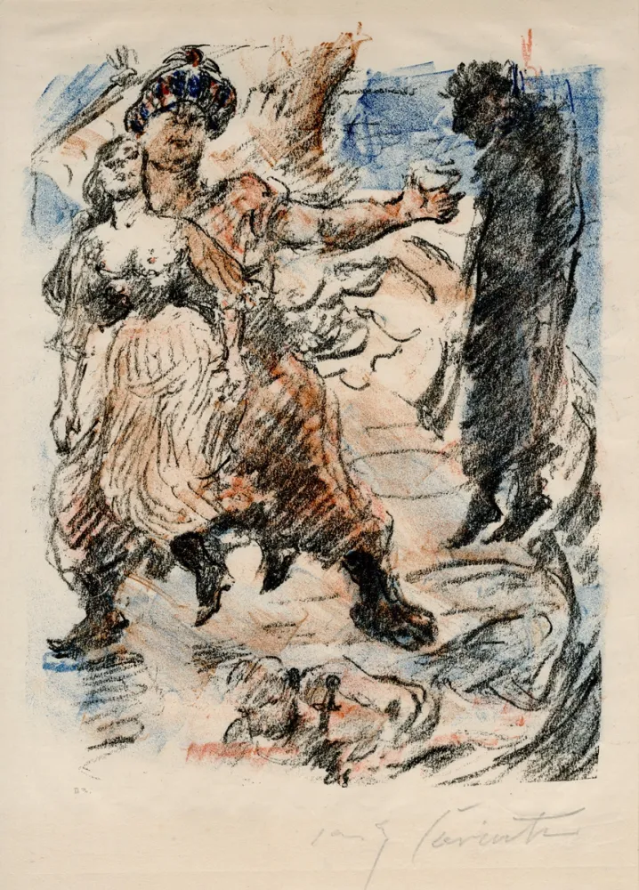 Lithograph Corinth - Aline fällt in die Hand der Korsaren