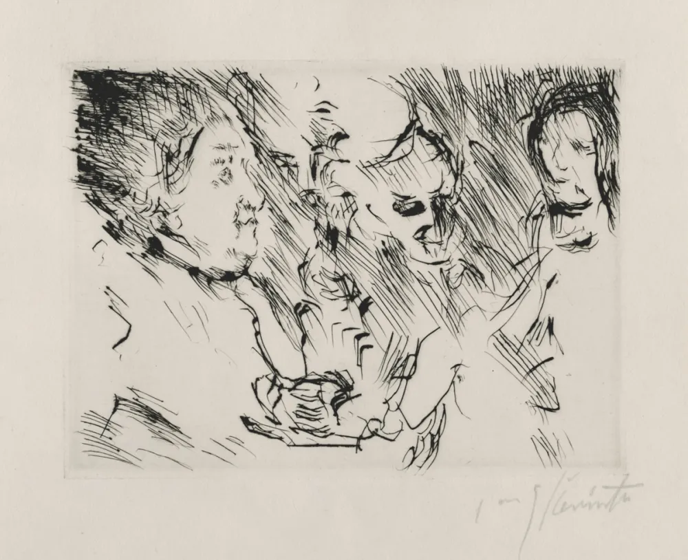 Drypoint Corinth - Drei Personen am Tisch