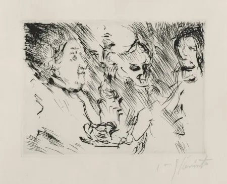 Drypoint Corinth - Drei Personen am Tisch