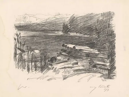 Lithograph Corinth - Holzplatz am Walchensee 