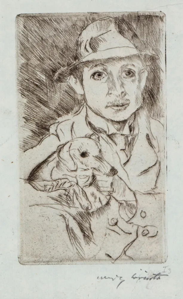 Engraving Corinth - Knabe mit Hund