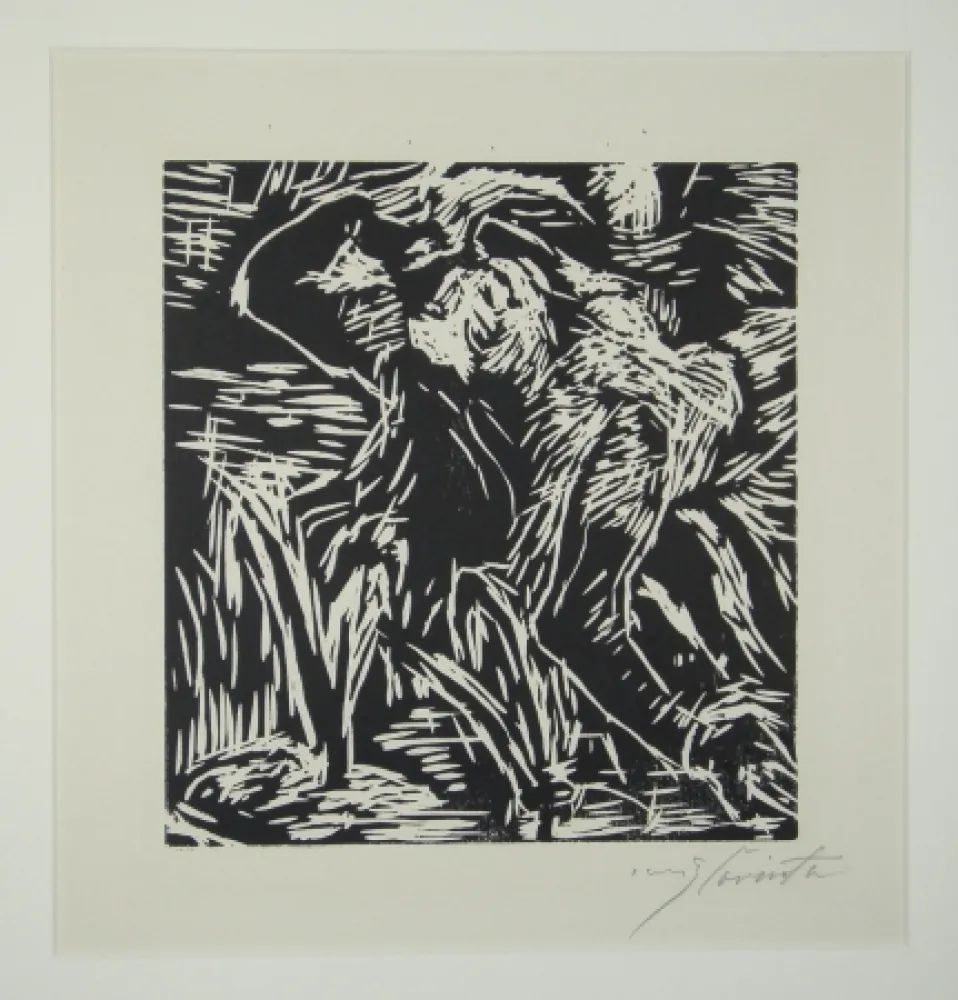 Woodcut Corinth - Rückwärts gebeugter weiblicher Akt (Reclining Female Nude)