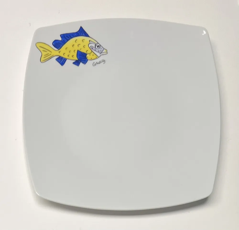 Ceramic Corneille - Assiette Poisson Porcelaine de Limoges peinte à la main