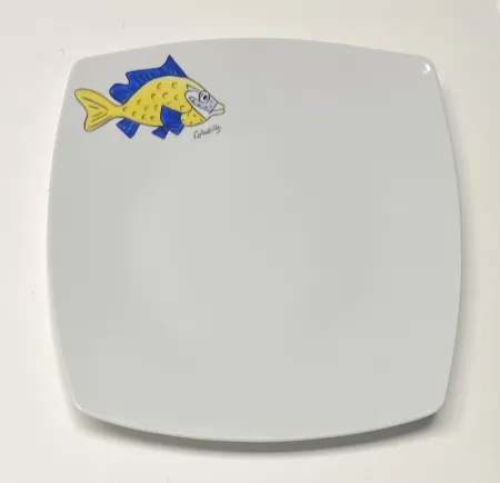 Ceramic Corneille - Assiette Poisson Porcelaine de Limoges peinte à la main