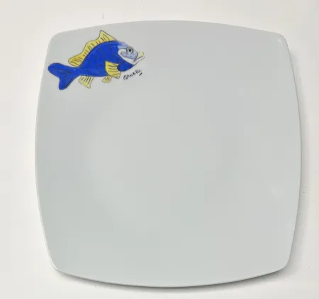 Ceramic Corneille - Assiette Poisson Porcelaine de Limoges peinte à la main