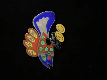 Multiple Corneille - Broche pendentif Le grand oiseau d'argent - 100 ex. Bijou d'artiste - 1993