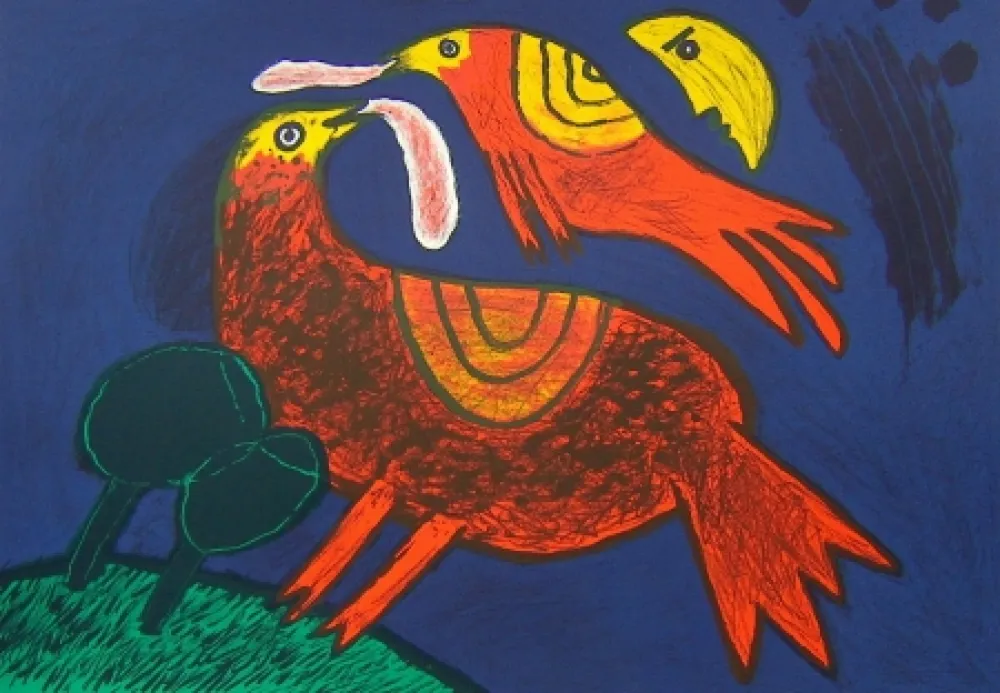 Lithograph Corneille - Demi-lune dans ciel catalan