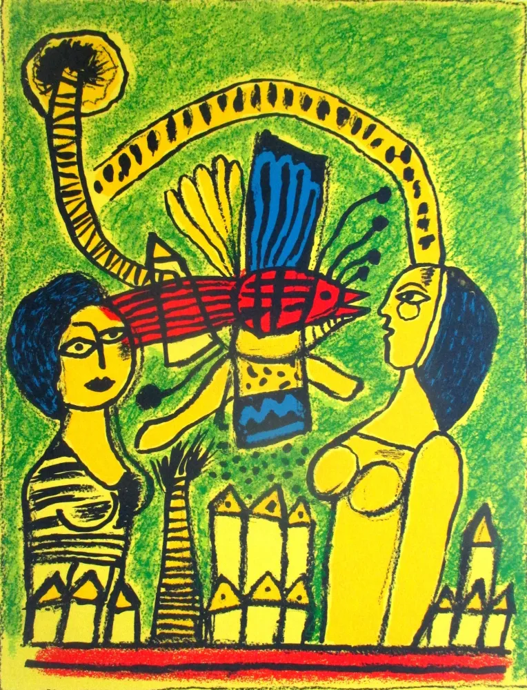 Lithograph Corneille - Deux femmes dans la cité