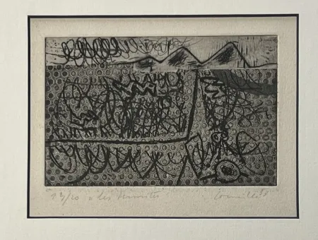 Engraving Corneille - Eau-forte encadrée Les termites 1953 Numéro 3/20