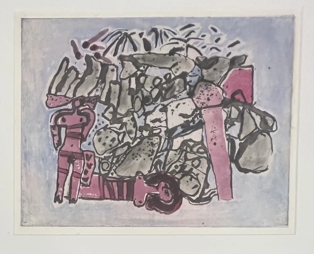 Etching And Aquatint Corneille - Eau-forte encadrée : Lieu rupestre E/A 