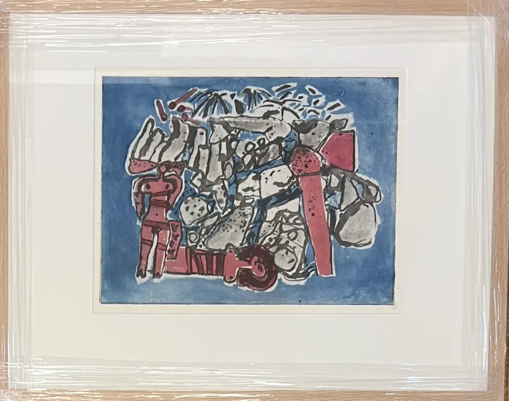 No Technical Corneille - Eau-forte encadrée : Lieu rupestre E/A 