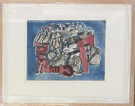 No Technical Corneille - Eau-forte encadrée : Lieu rupestre E/A 