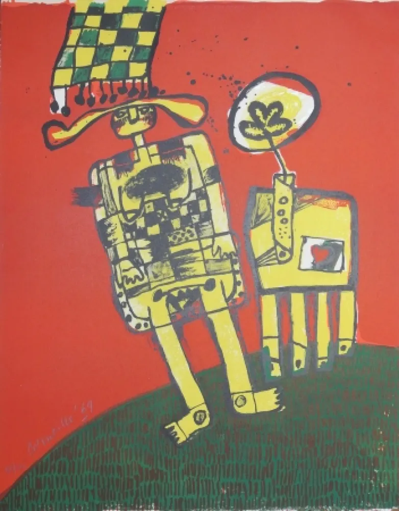 Lithograph Corneille - Etè et as de coeur