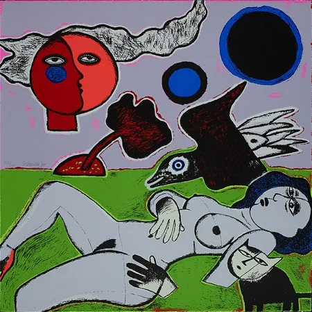 Screenprint Corneille - Femme diurne