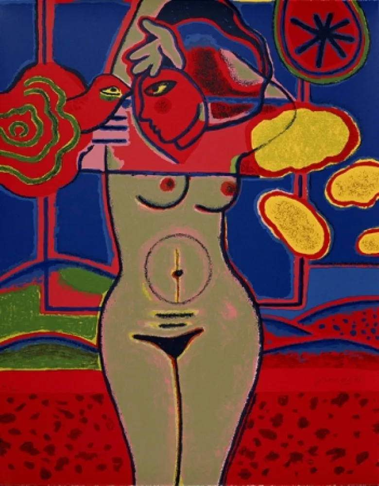 Screenprint Corneille - Fenêtre ouverte sur le paysage