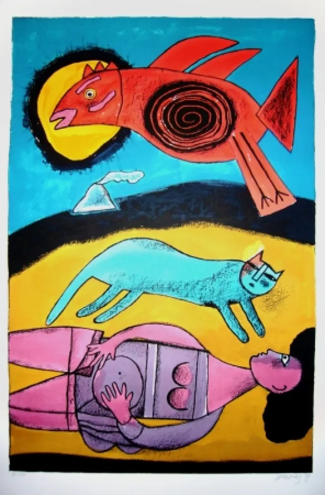 Lithograph Corneille - Granbd oiseau du désert