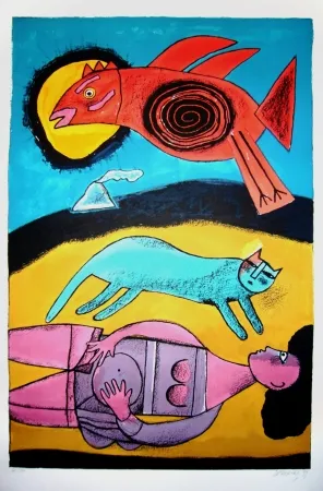 Lithograph Corneille - Granbd oiseau du désert