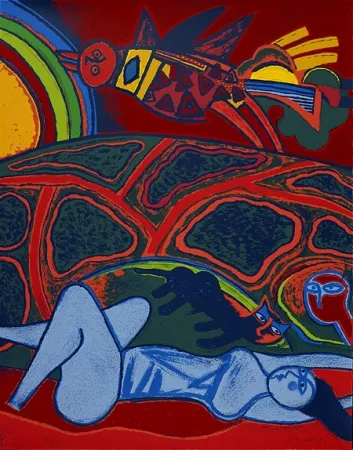 Screenprint Corneille - Grande terre à l'arc-en-ciel