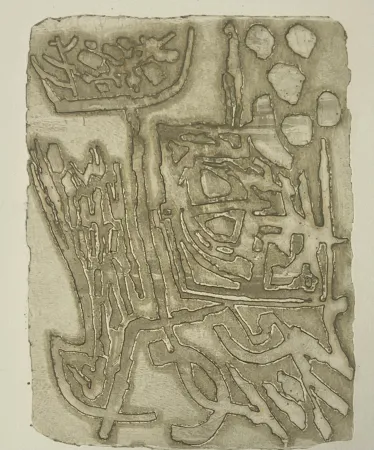 Etching Corneille - Gravure en relief Signes dans la pierre, 1960 - E/A
